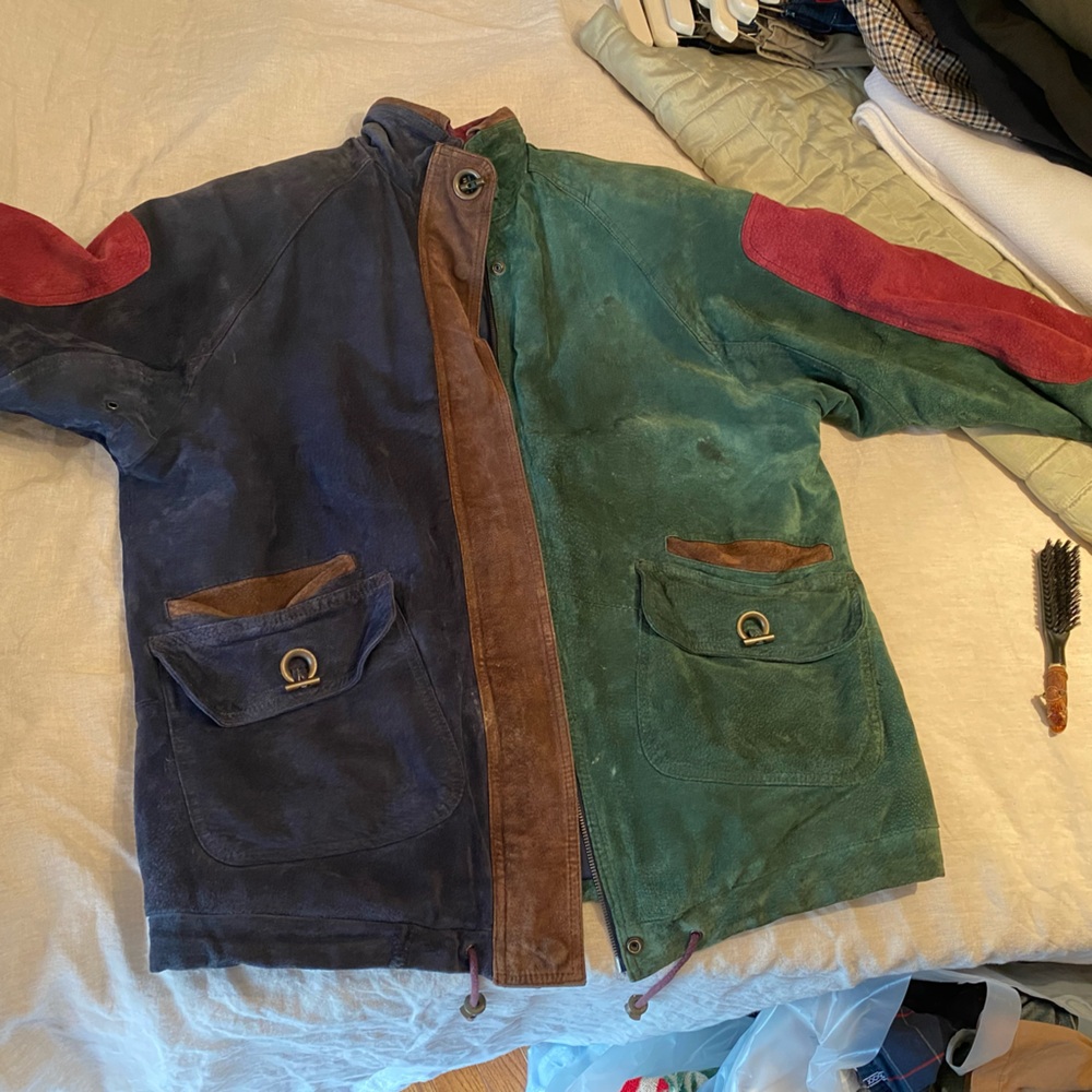 Vintage Early 1990’s Color Block Suede Jacket with Pockets